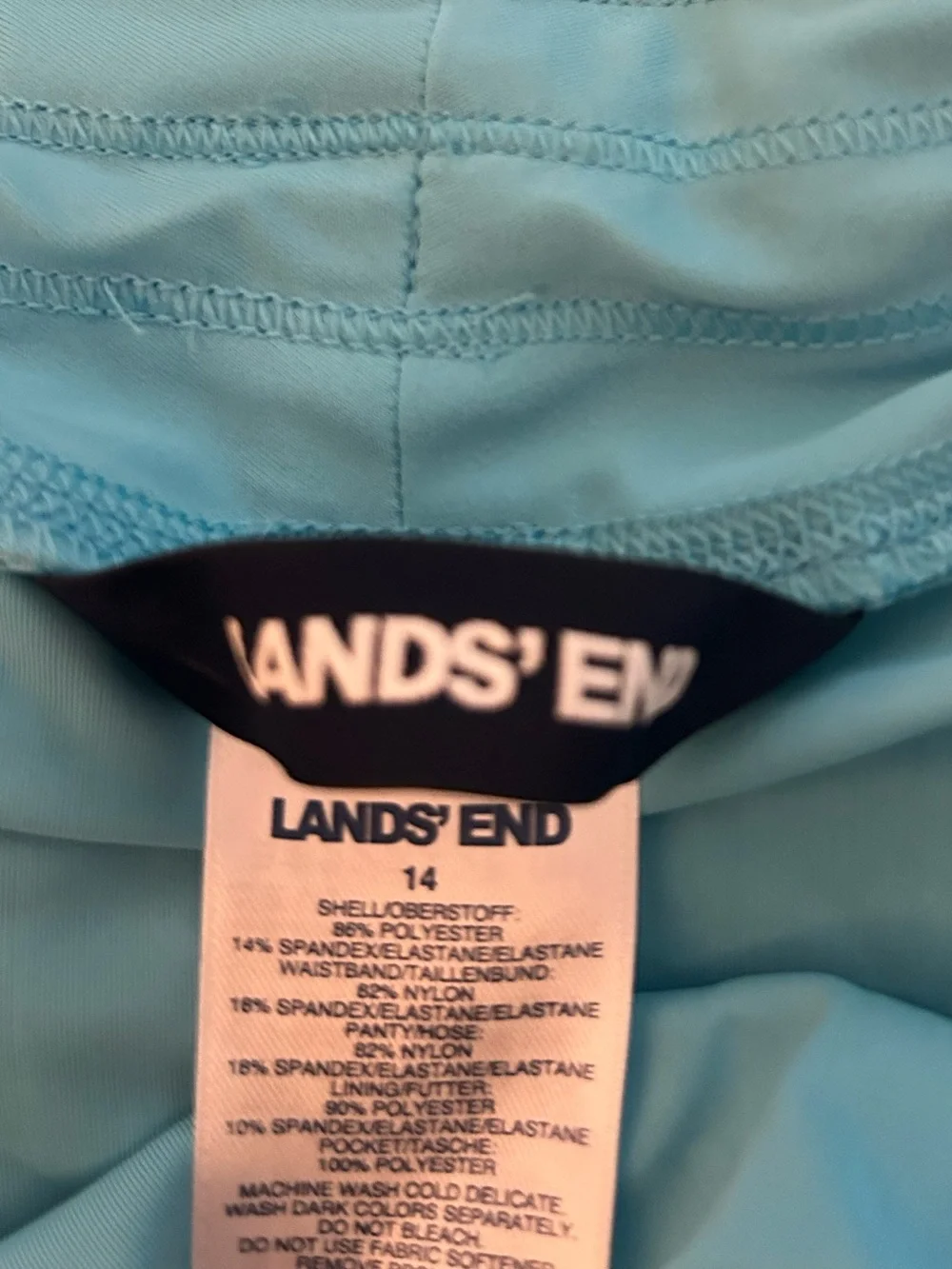Lands' End Colorblock Teal White Light Blue Athletic Shorts 80s Retro 14